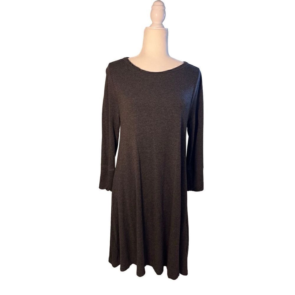 Lou & Grey deep gray long sleeve swing dress - M